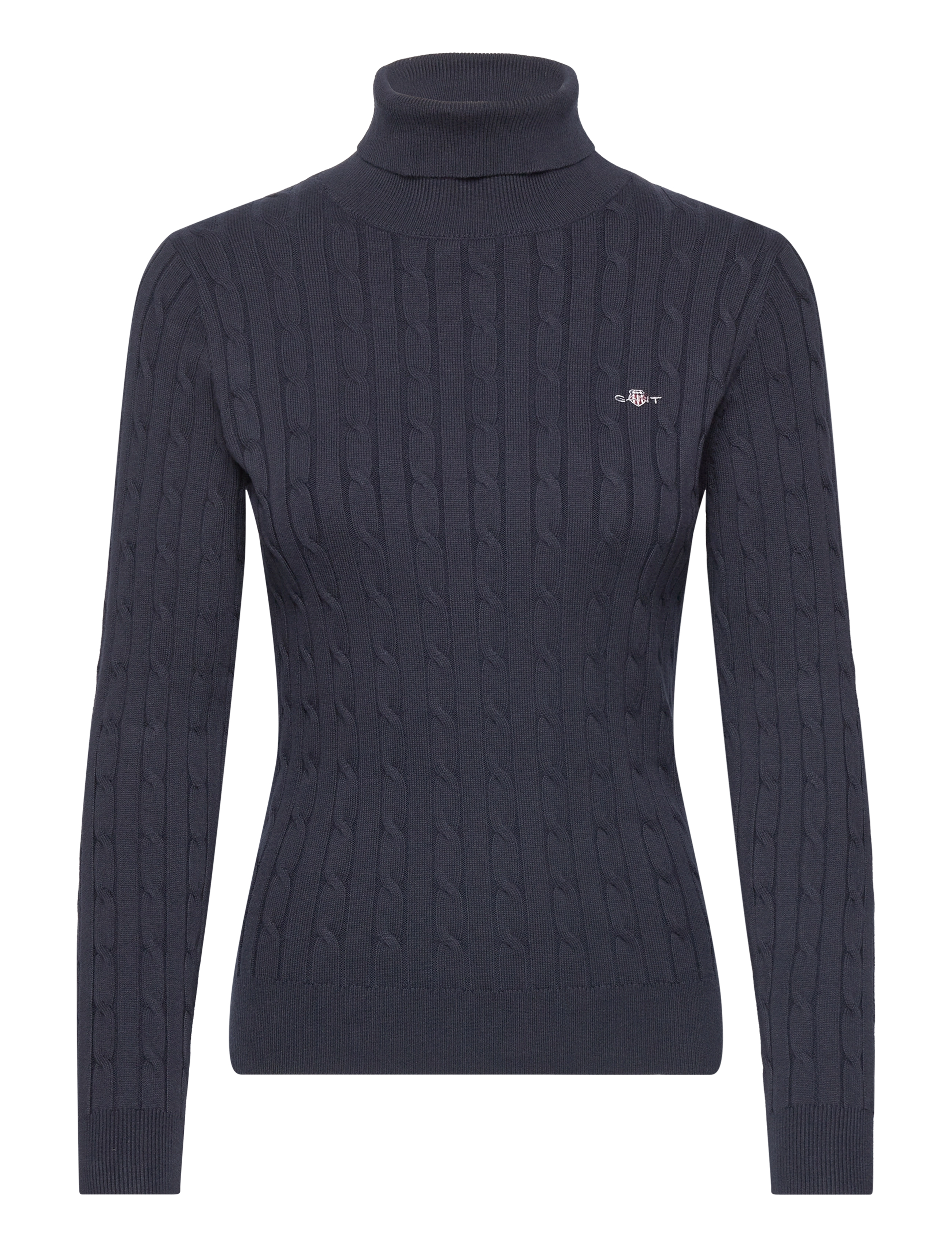 Gant STRETCH COTTON CABLE TURTLENECK - Tøj - EVENING BLUE / blue