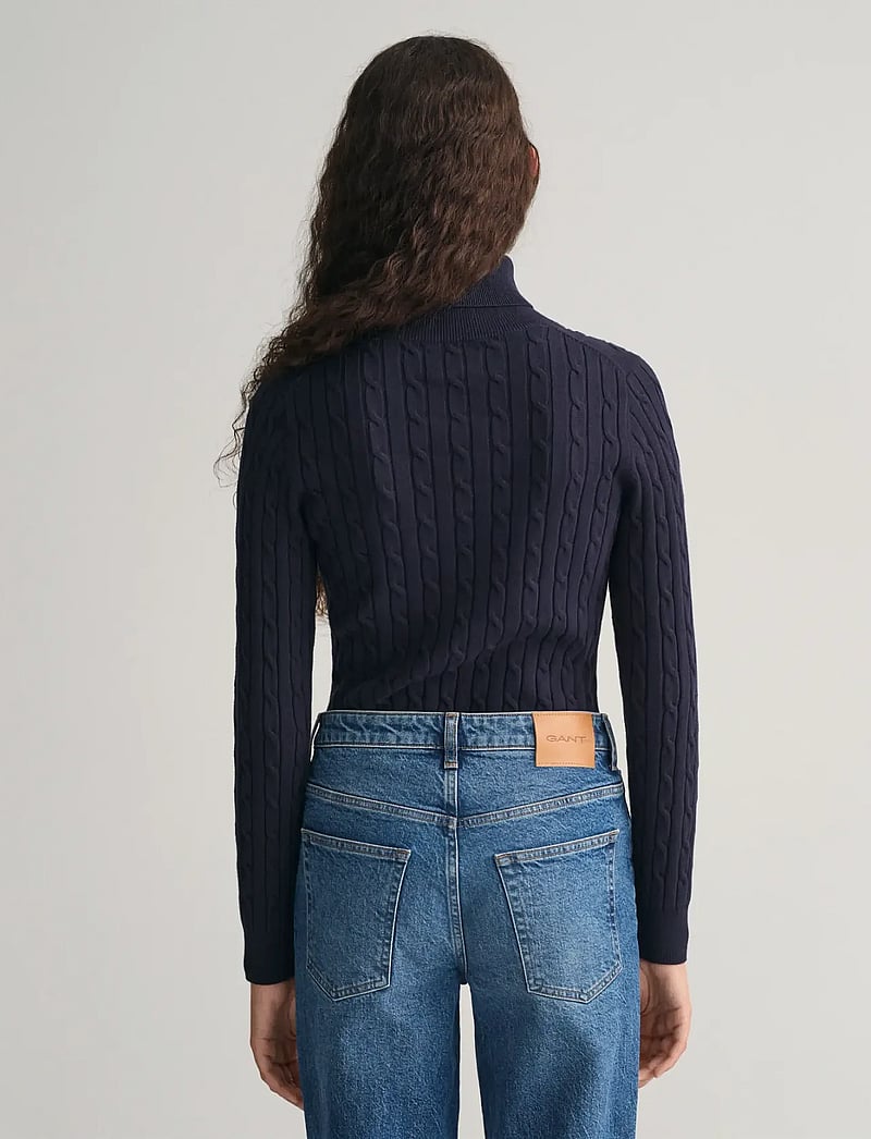 GANT - STRETCH COTTON CABLE TURTLENECK - rollkragenpullover - evening blue - 3