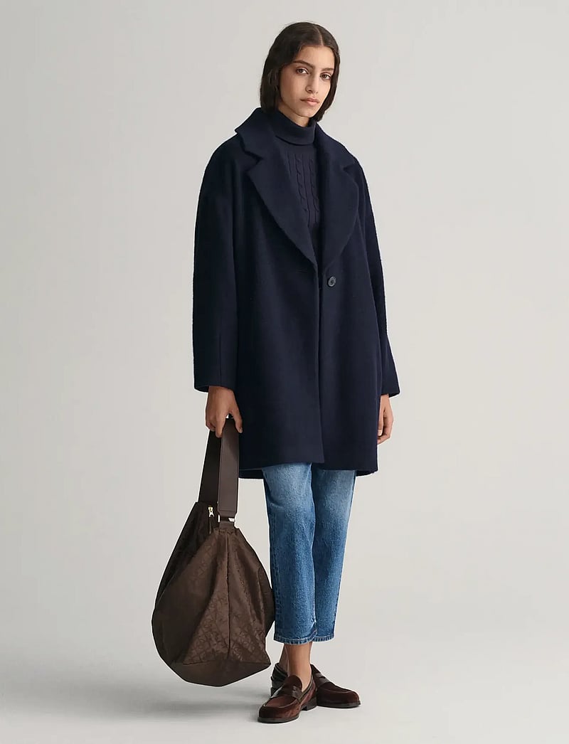 GANT - STRETCH COTTON CABLE TURTLENECK - rollkragenpullover - evening blue - 5