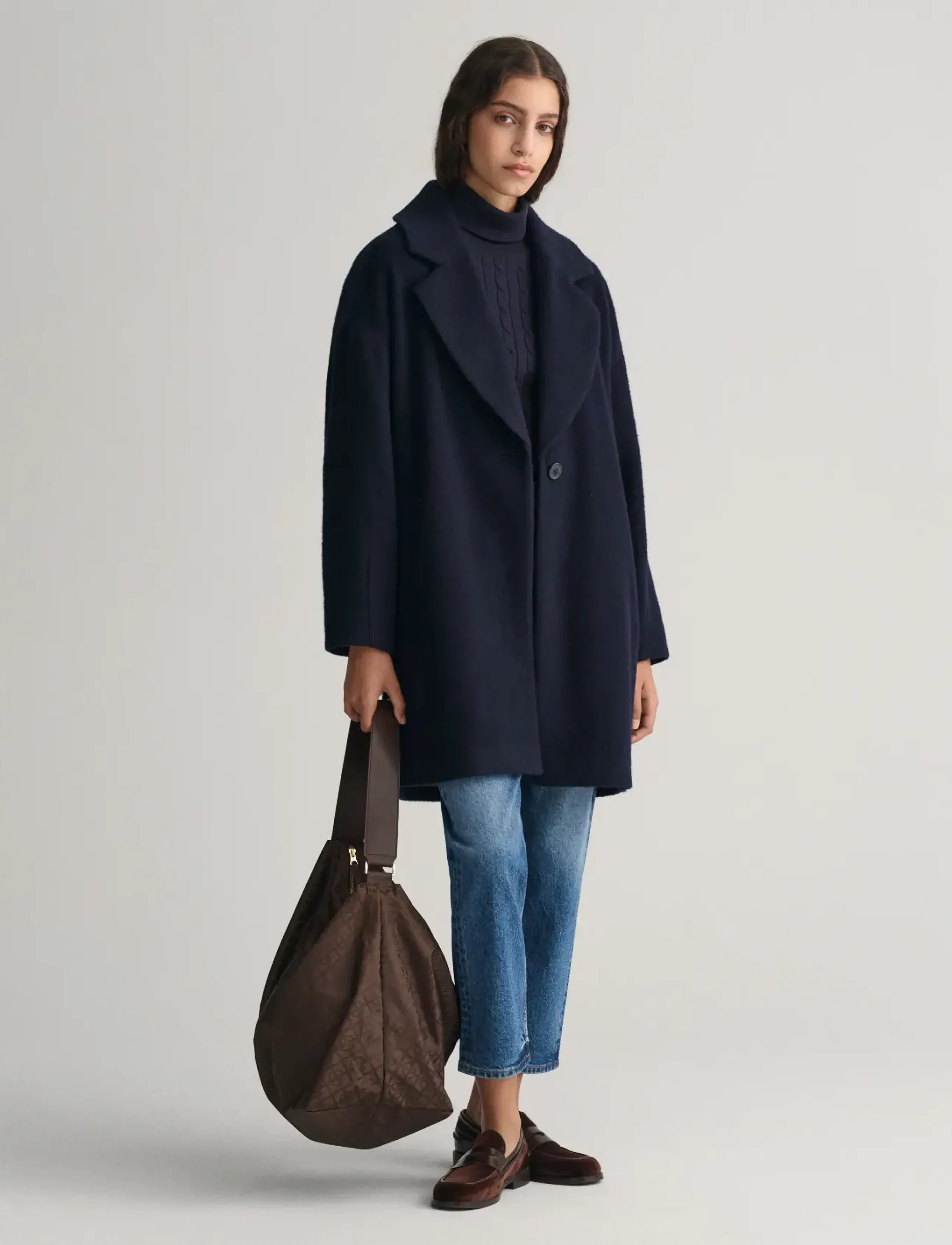 Gant - STRETCH COTTON CABLE TURTLENECK - rullekraver - evening blue - 5