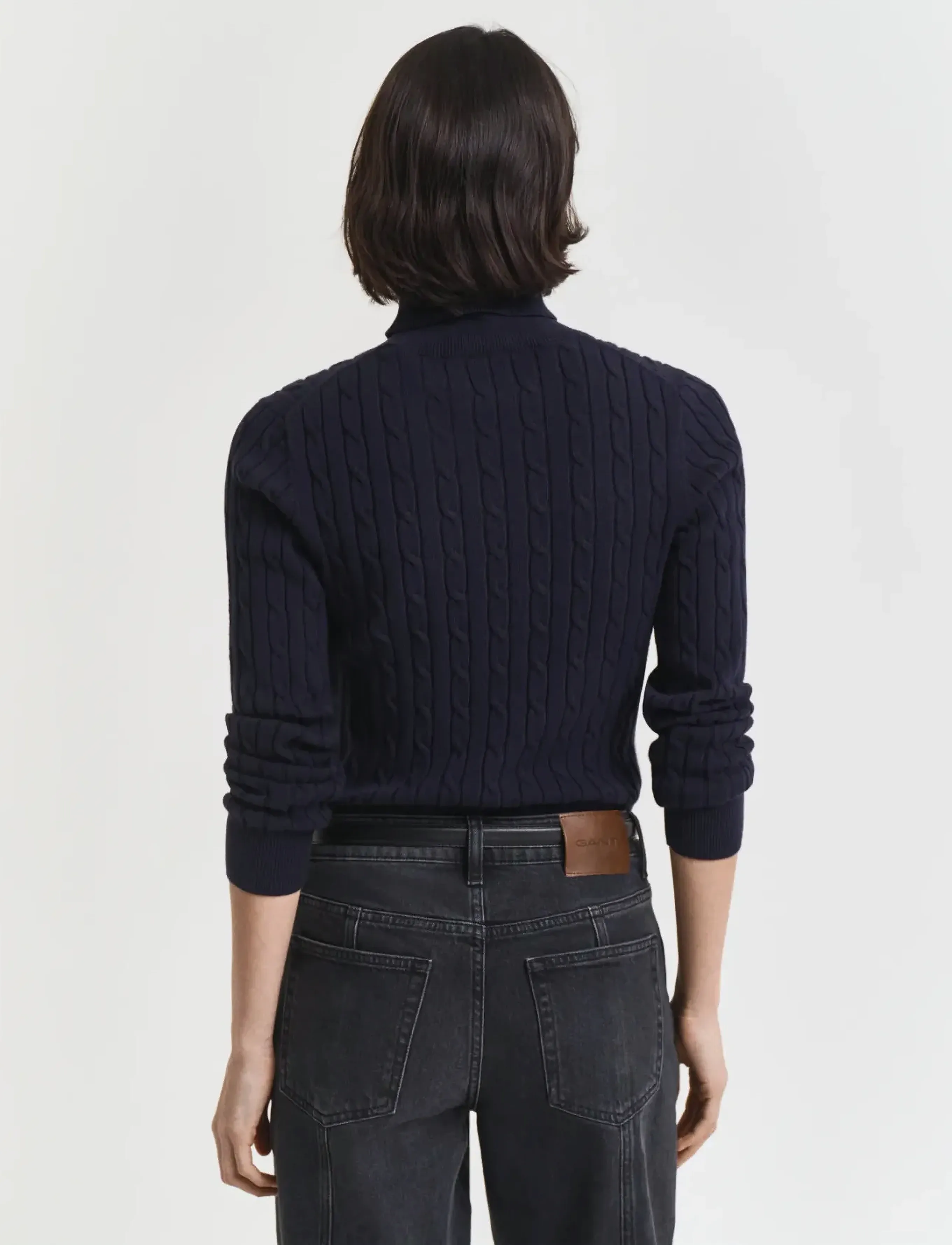 Gant STRETCH COTTON CABLE TURTLENECK - Naistele - EVENING BLUE / blue