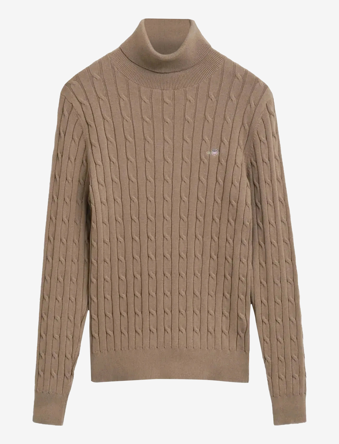 GANT - STRETCH COTTON CABLE TURTLENECK - polotröjor - taupe beige - 1