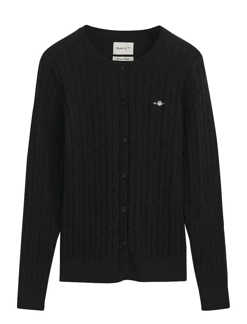 GANT - STRETCH COTTON CABLE CARDIGAN - cardigans - black - 0