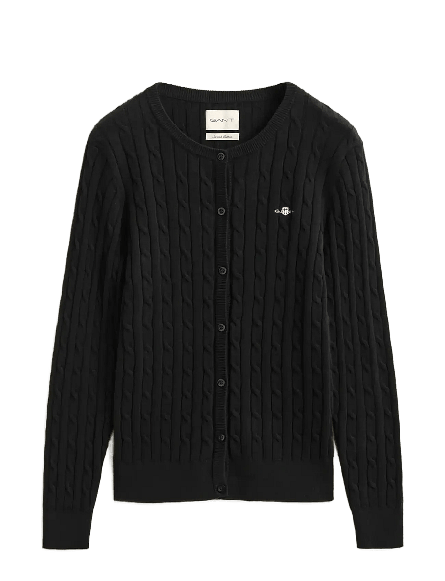 Gant - Stretch Cable Knit Cardigan - pulls - black - 0