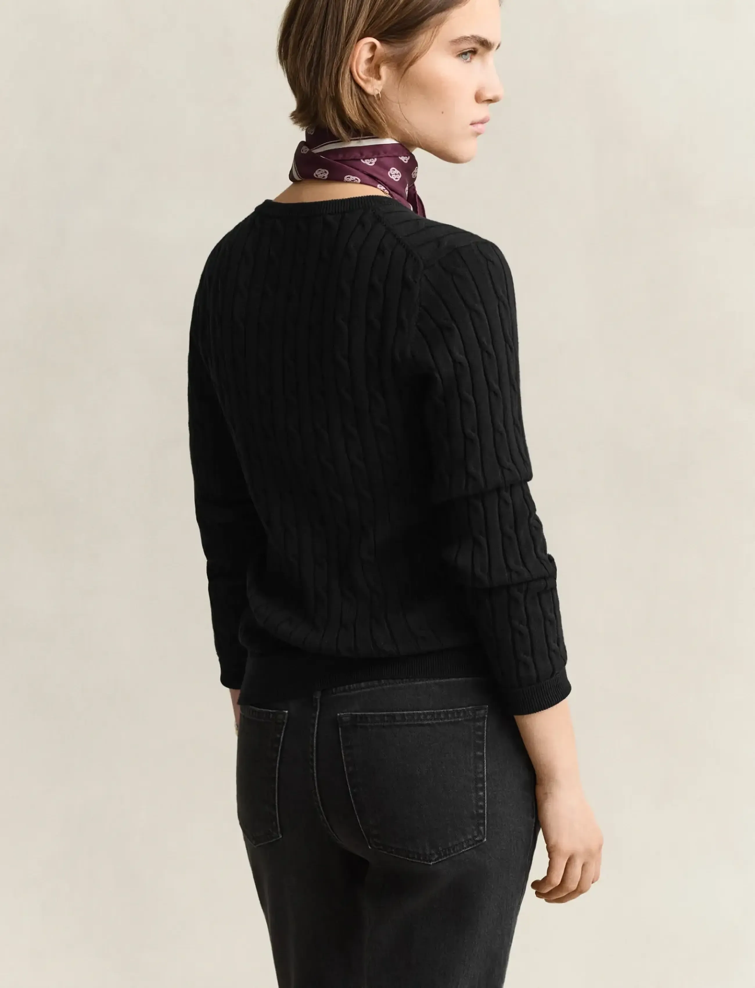 Gant - Stretch Cable Knit Cardigan - gilets - black - 2