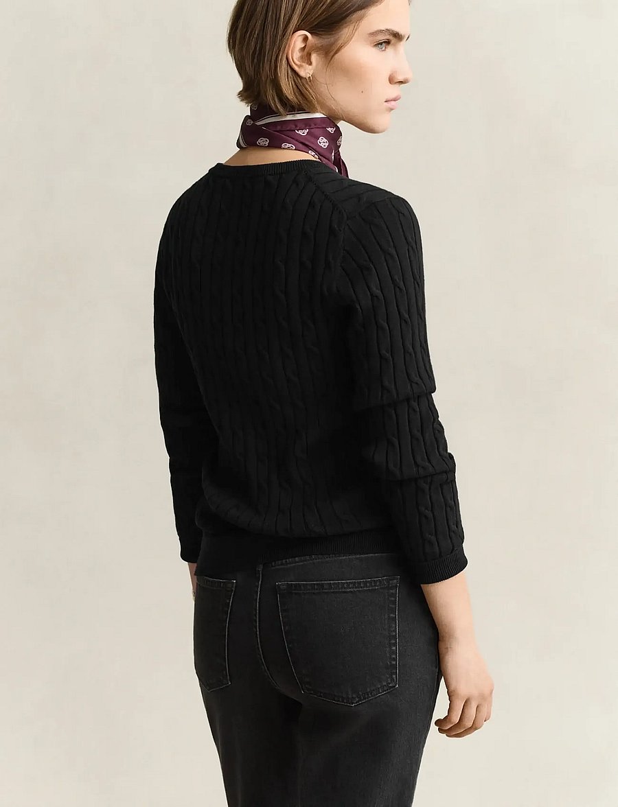 Gant - Stretch Cable Knit Cardigan - gilets - black - 2