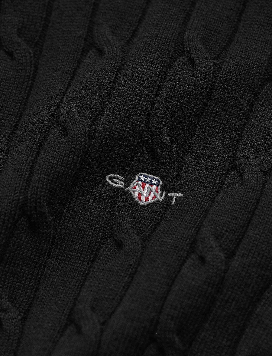 Gant - Stretch Cable Knit Cardigan - gilets - black - 3