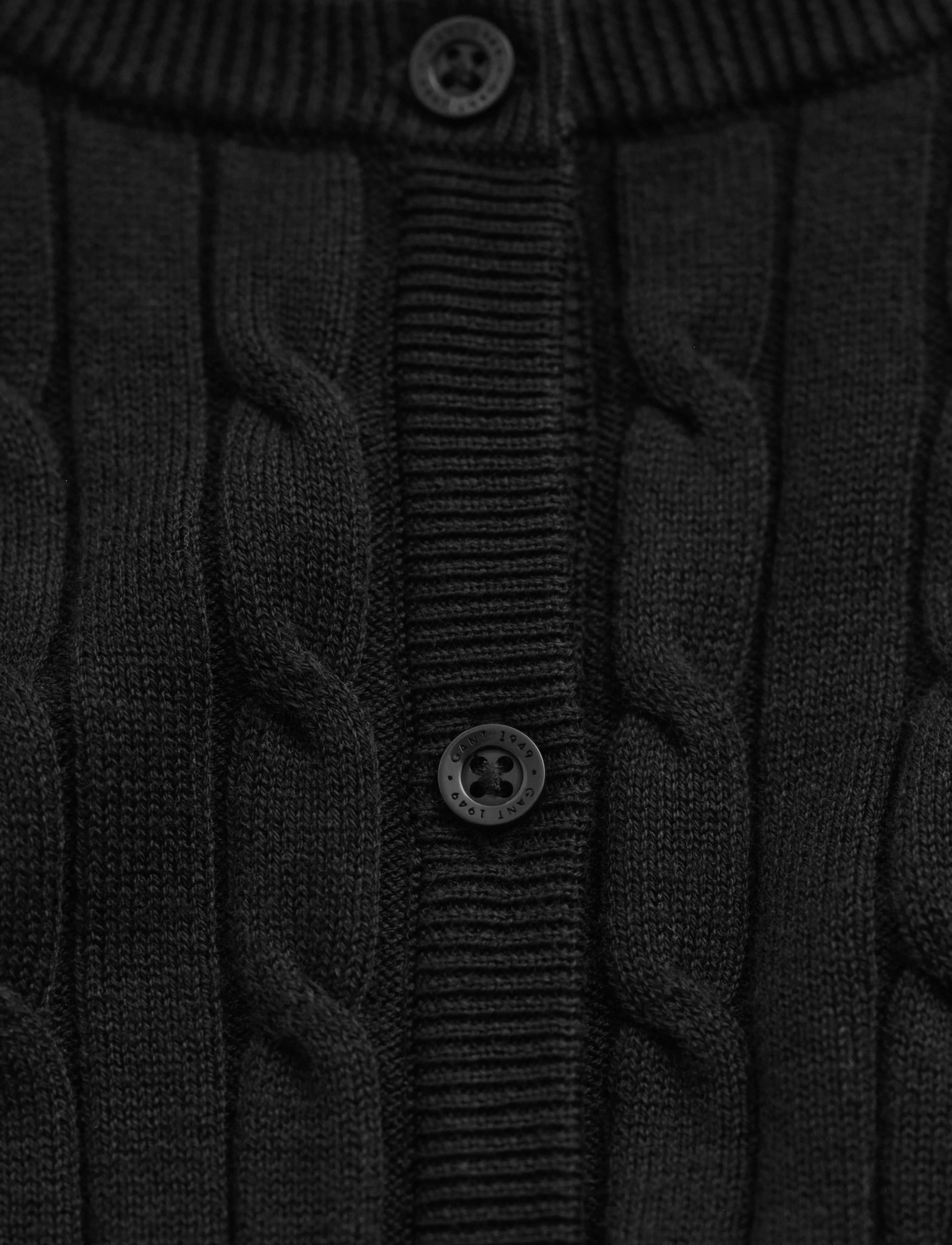 Gant - Stretch Cable Knit Cardigan - gilets - black - 4