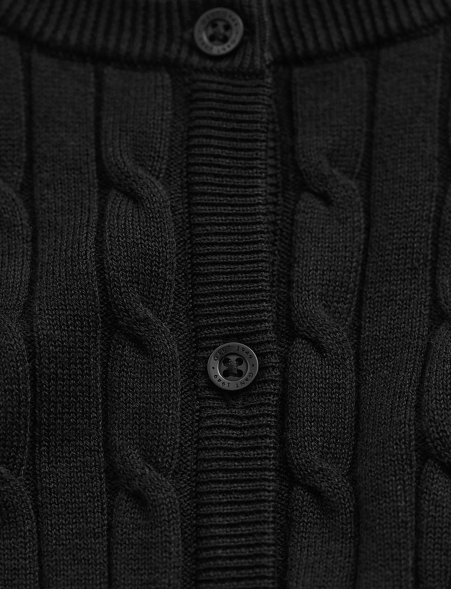 Gant - Stretch Cable Knit Cardigan - gilets - black - 4
