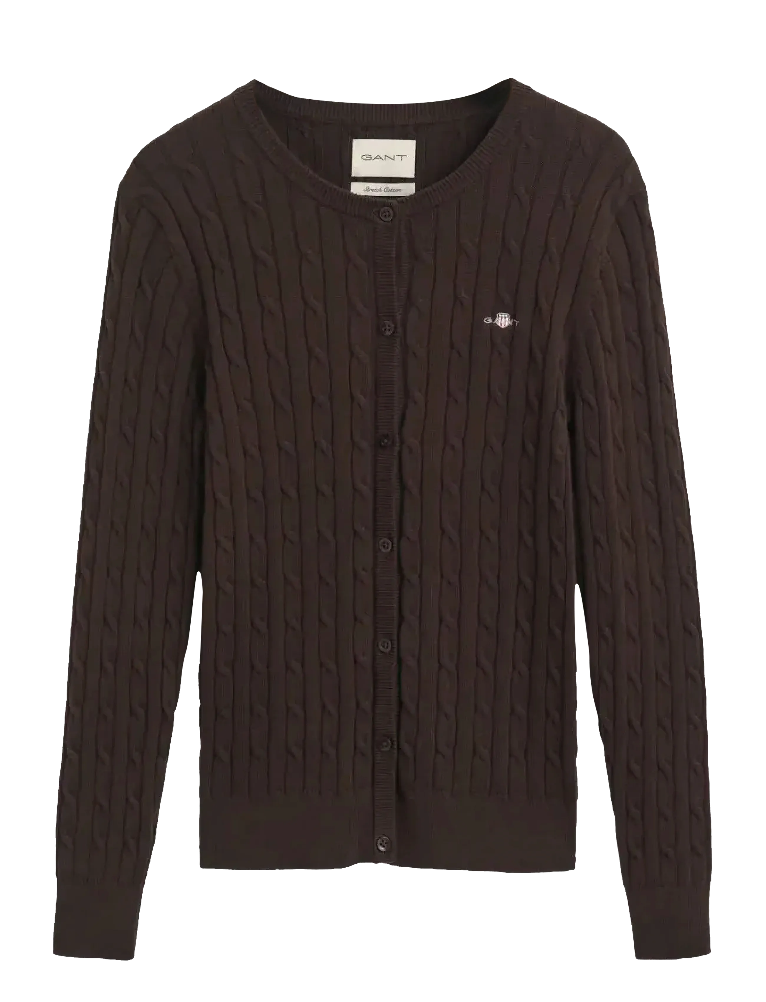 Gant - Stretch Cable Knit Cardigan - gebreide vesten - deep brown - 1