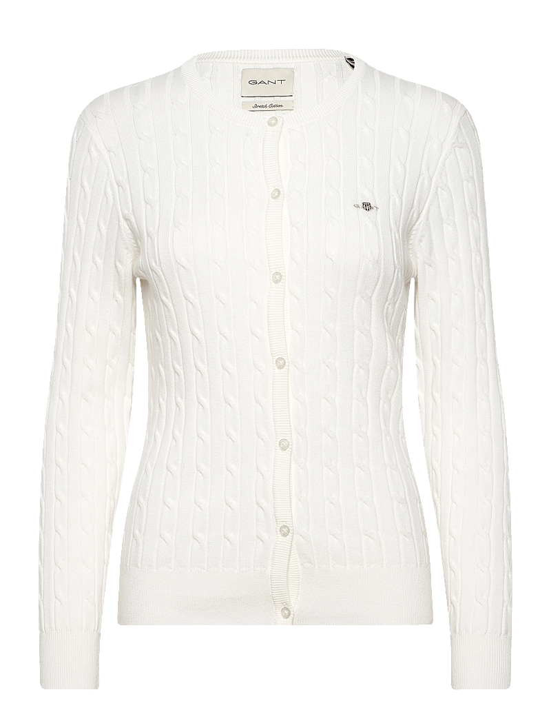 GANT - STRETCH COTTON CABLE CARDIGAN - kardiganid - eggshell - 1