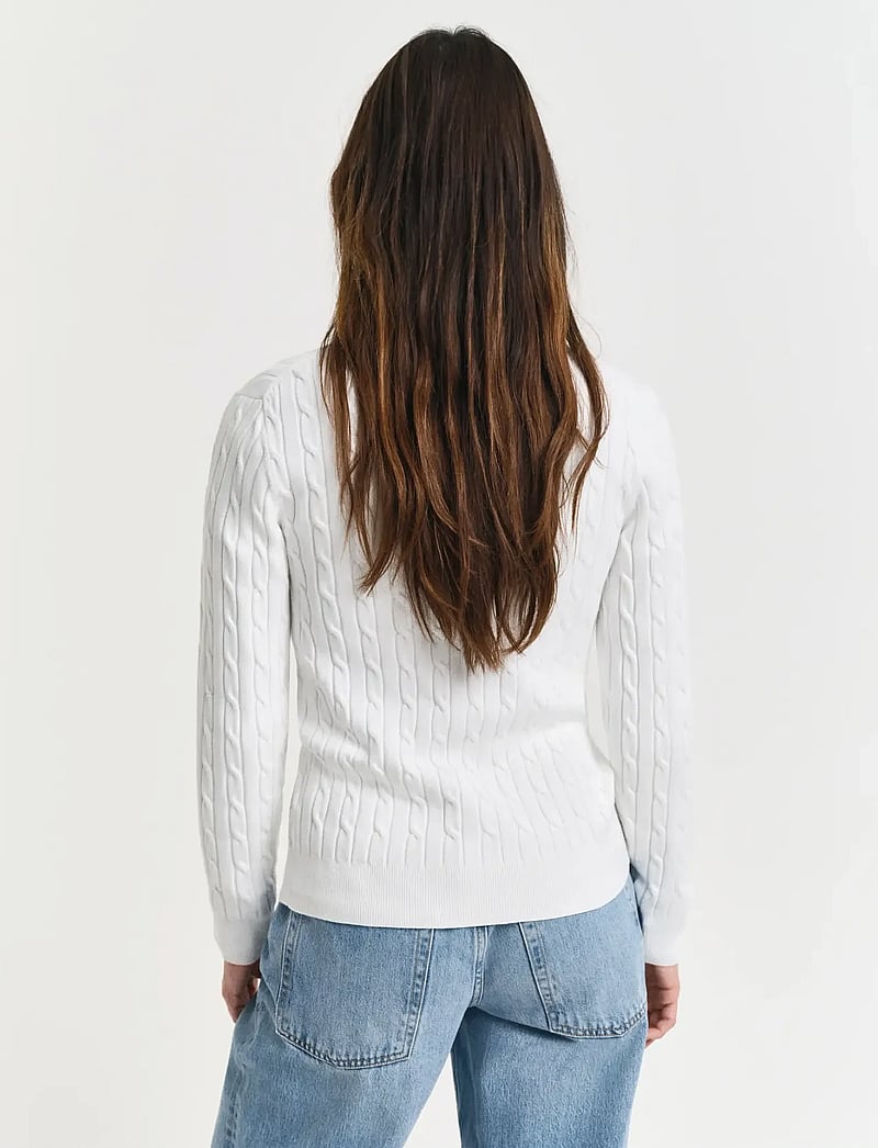 GANT - STRETCH COTTON CABLE CARDIGAN - kardiganid - eggshell - 3