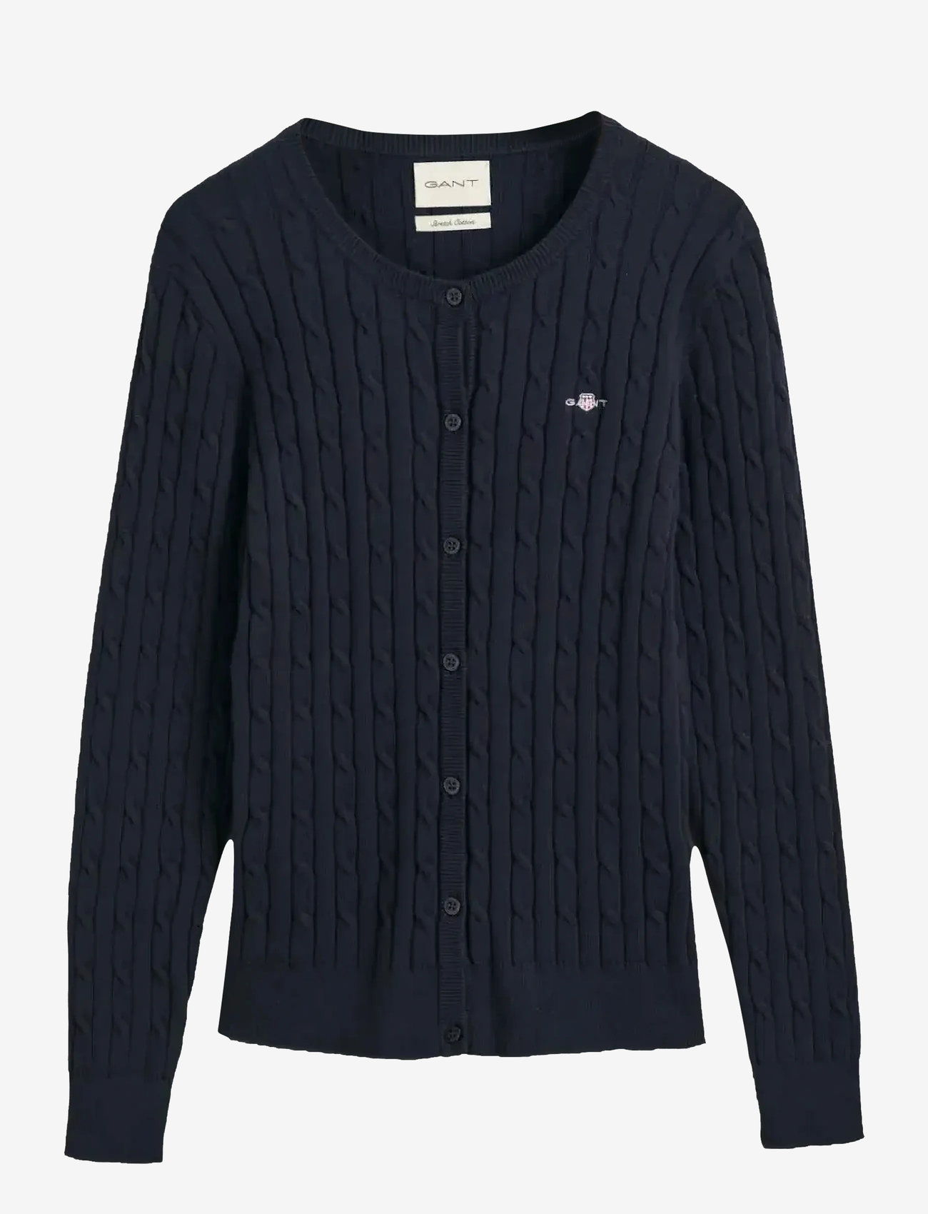 GANT - STRETCH COTTON CABLE CARDIGAN - cardigans - evening blue - 1