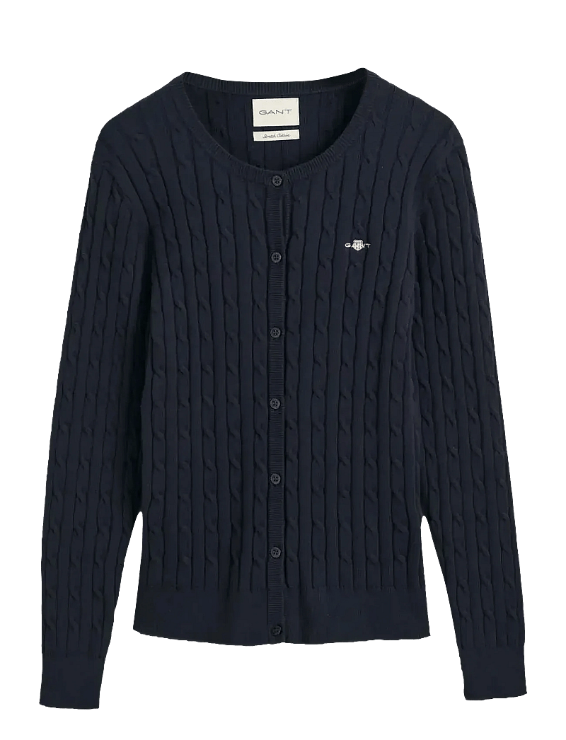 GANT - STRETCH COTTON CABLE CARDIGAN - cardigans - evening blue - 1
