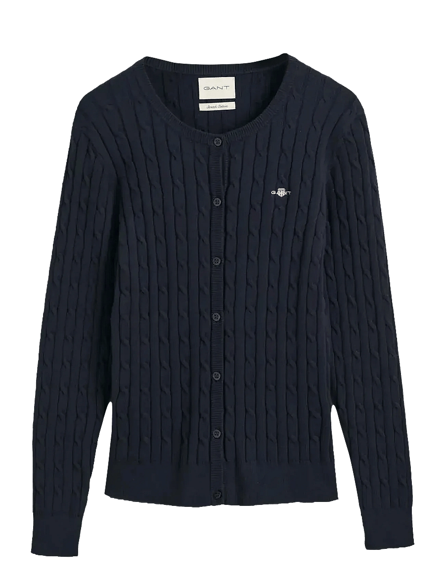 Gant - Stretch Cable Knit Cardigan - cardigans - evening blue - 1