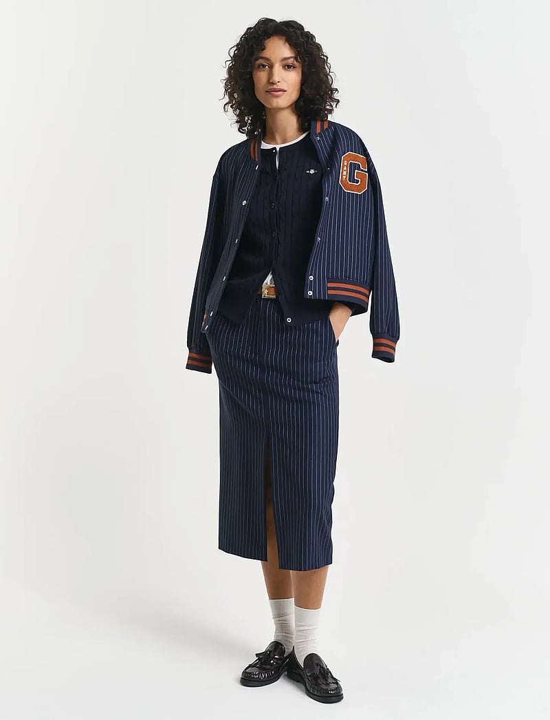 GANT - STRETCH COTTON CABLE CARDIGAN - cardigans - evening blue - 5