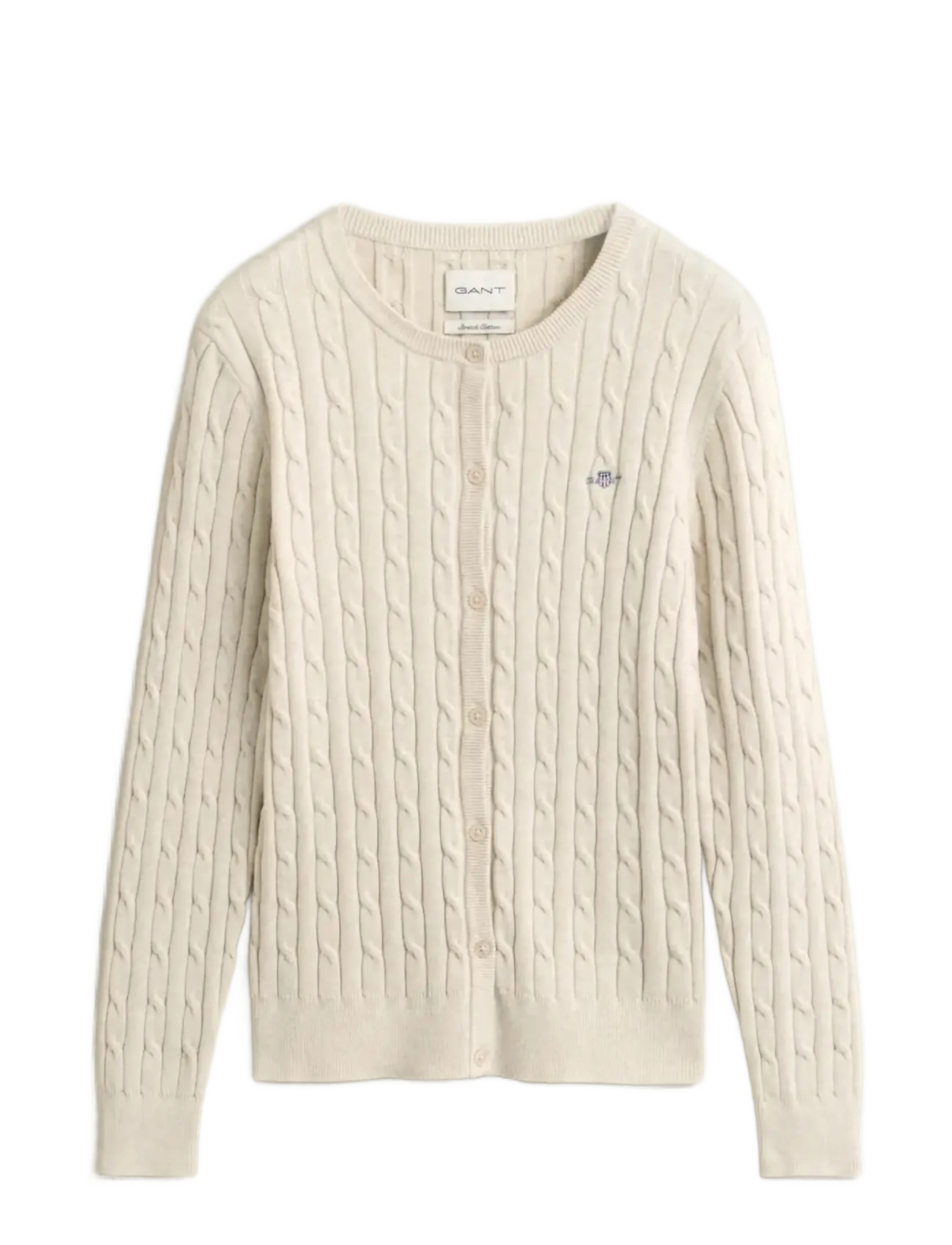 Gant Stretch Cable Knit Cardigan, S, Knitwear, Beige - Cardigans, Frauen