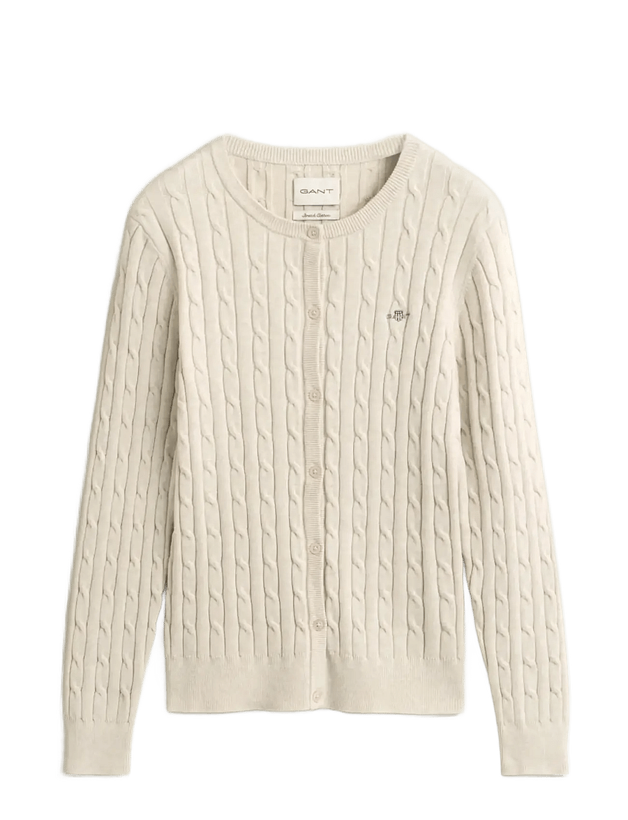 Gant - Stretch Cable Knit Cardigan - pullover - faded beige - 0