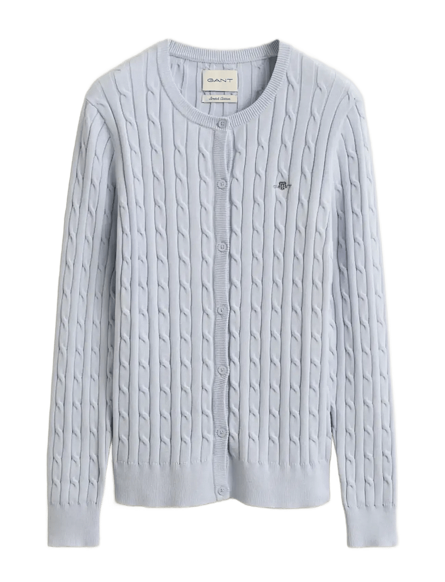 Gant - Stretch Cable Knit Cardigan - cardigans - light blue - 1