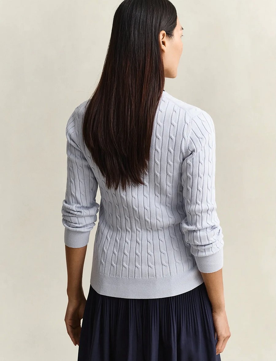 Gant - Stretch Cable Knit Cardigan - cardigans - light blue - 2