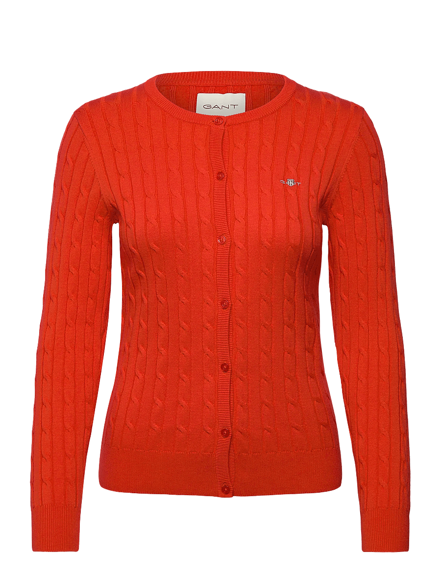 Gant - Stretch Cable Knit Cardigan - cardigans - perfect red - 1