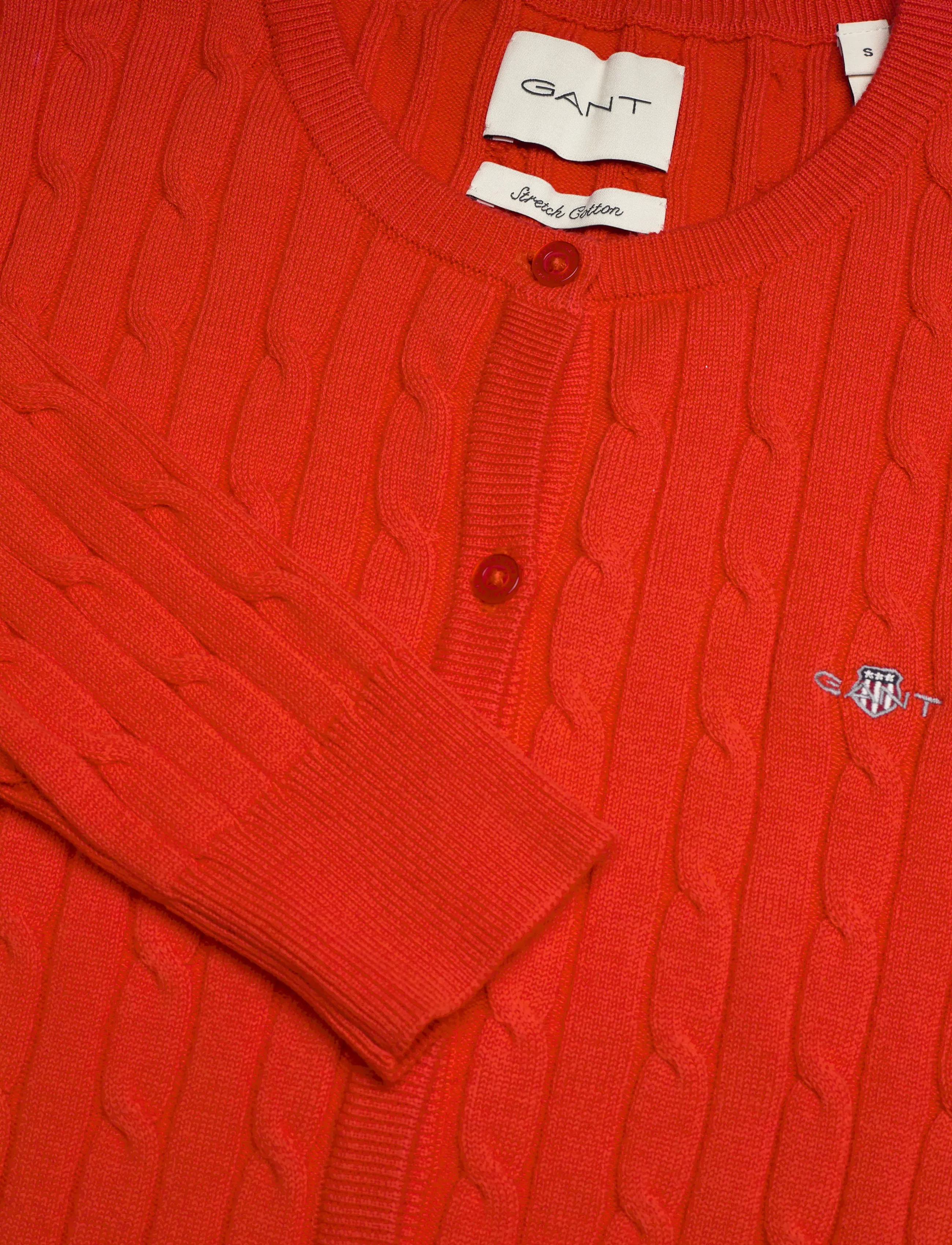 Gant - Stretch Cable Knit Cardigan - cardigans - perfect red - 5