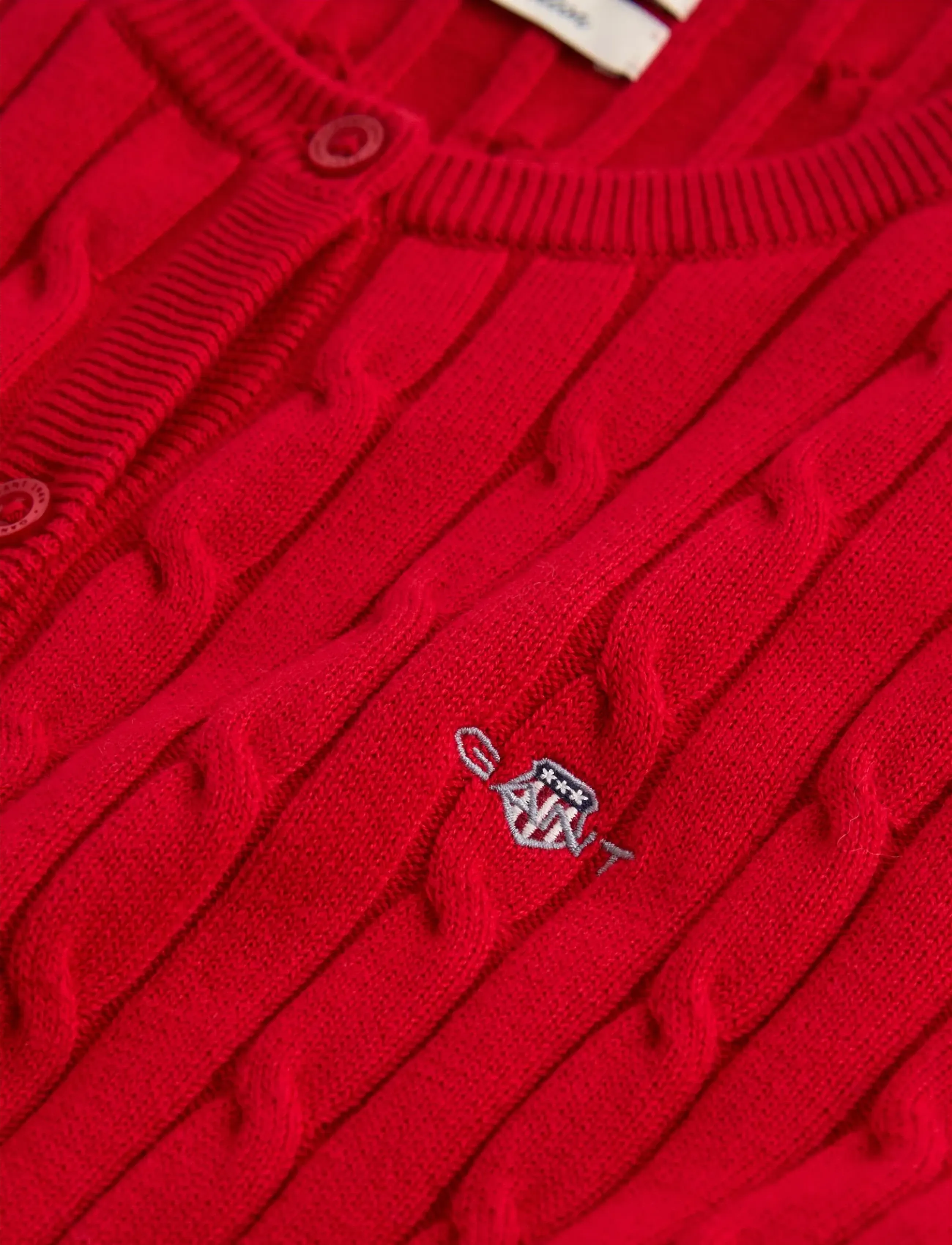 Gant - Stretch Cable Knit Cardigan - koftor - ruby red - 1
