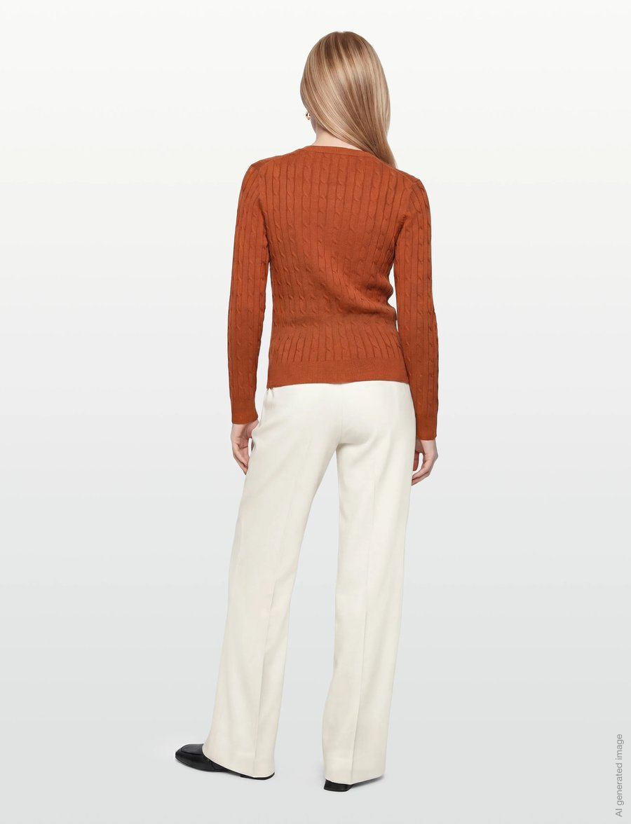 Gant - Stretch Cable Knit Cardigan - cardigans - rusty brown - 4