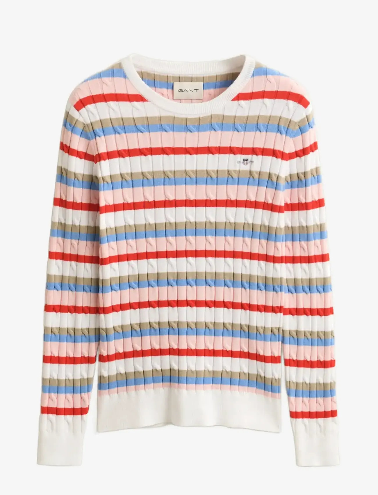 GANT - STRETCH COTTON CABLE STRIPE C-NECK - stickade tröjor - multicolor - 1