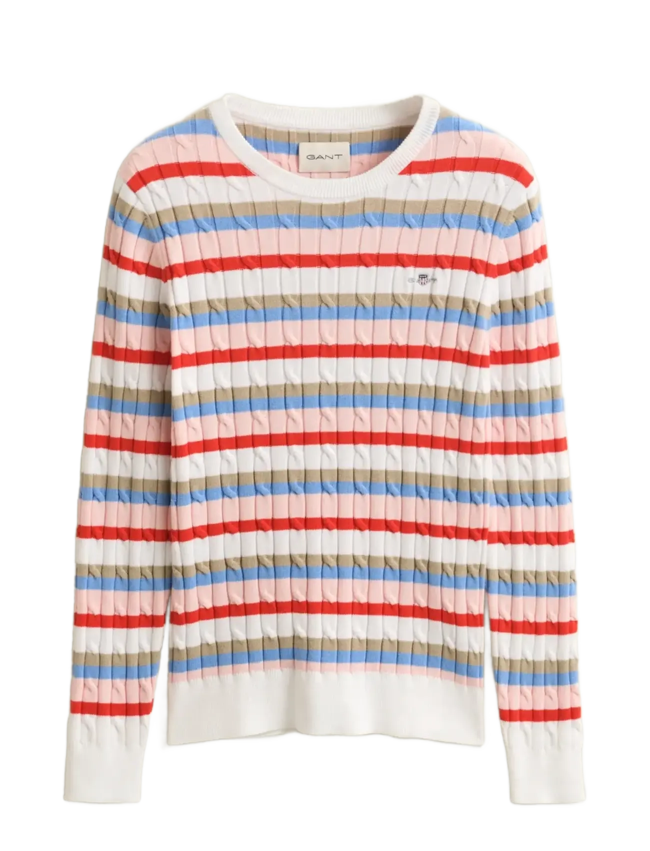 GANT STRETCH COTTON CABLE STRIPE C-NECK - GANT - MULTICOLOR / multi