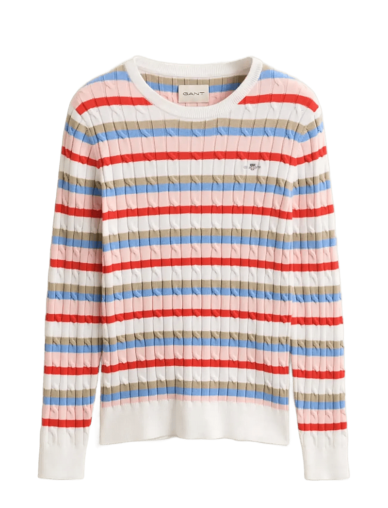 GANT - STRETCH COTTON CABLE STRIPE C-NECK - stickade tröjor - multicolor - 1