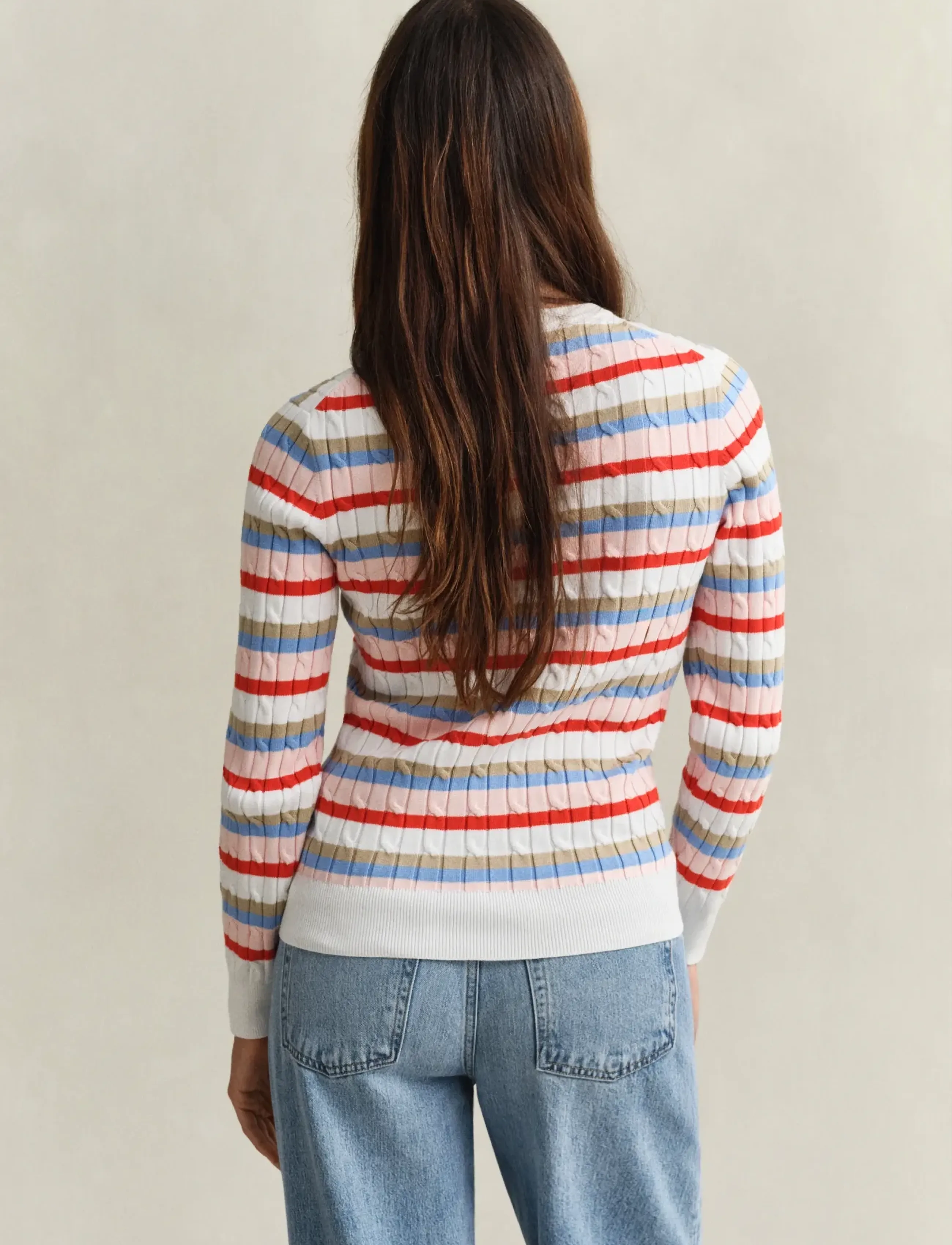 Gant - STRETCH COTTON CABLE STRIPE C-NECK - jumpers - multicolor - 2