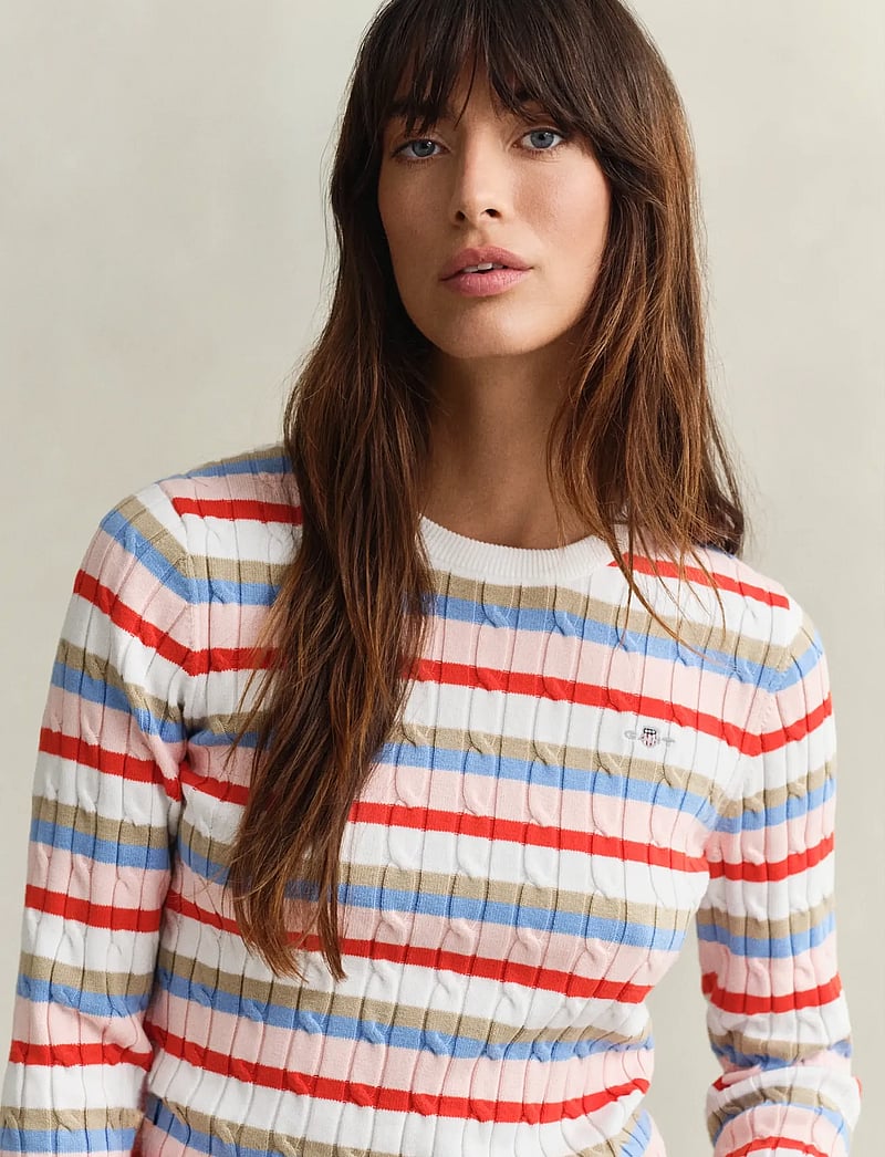 GANT - STRETCH COTTON CABLE STRIPE C-NECK - stickade tröjor - multicolor - 3