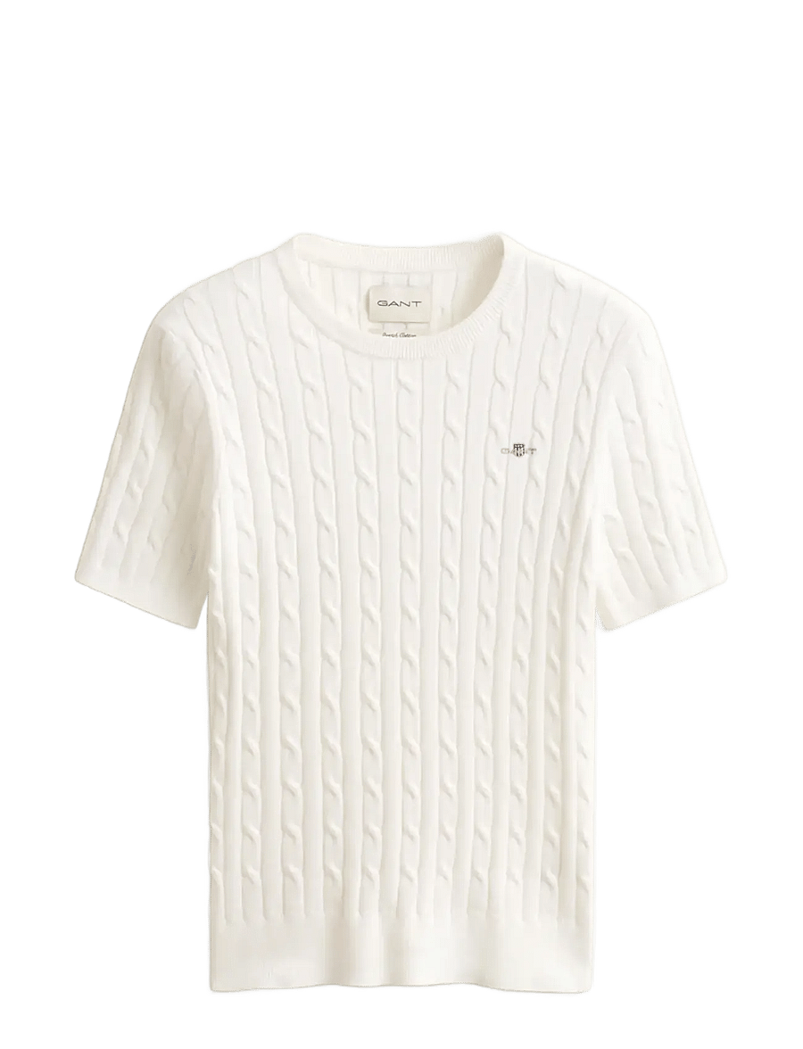 Gant - Stretch Cable Knit Sweater - kampsunid - eggshell - 1