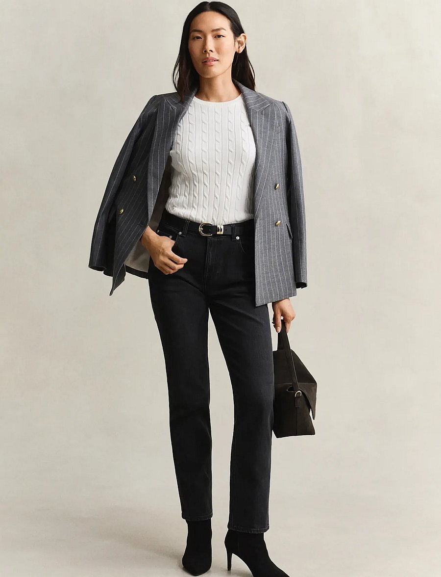 Gant - Stretch Cable Knit Sweater - kampsunid - eggshell - 4
