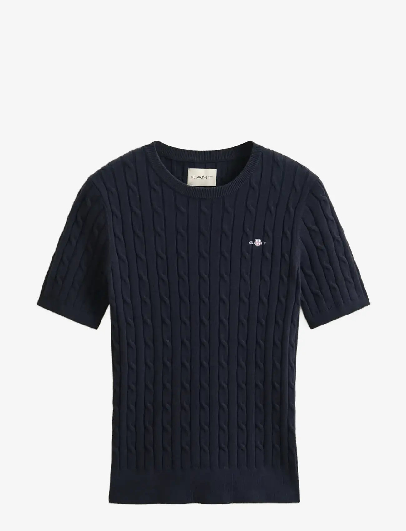 GANT - STRETCH COTTON CABLE SS C-NECK - stickade tröjor - evening blue - 1