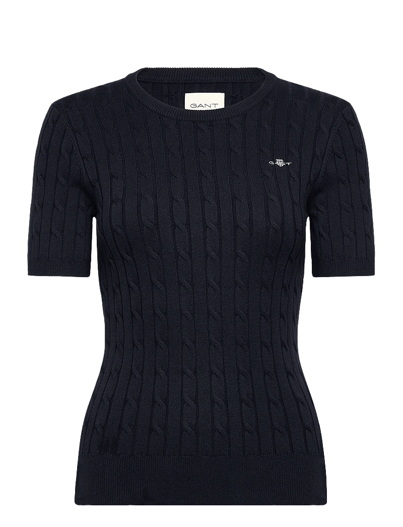 GANT - STRETCH COTTON CABLE SS C-NECK - pullover - evening blue - 1