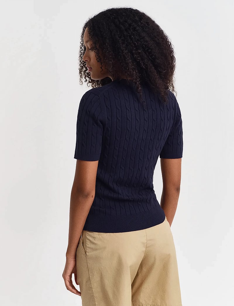 GANT - STRETCH COTTON CABLE SS C-NECK - pullover - evening blue - 3