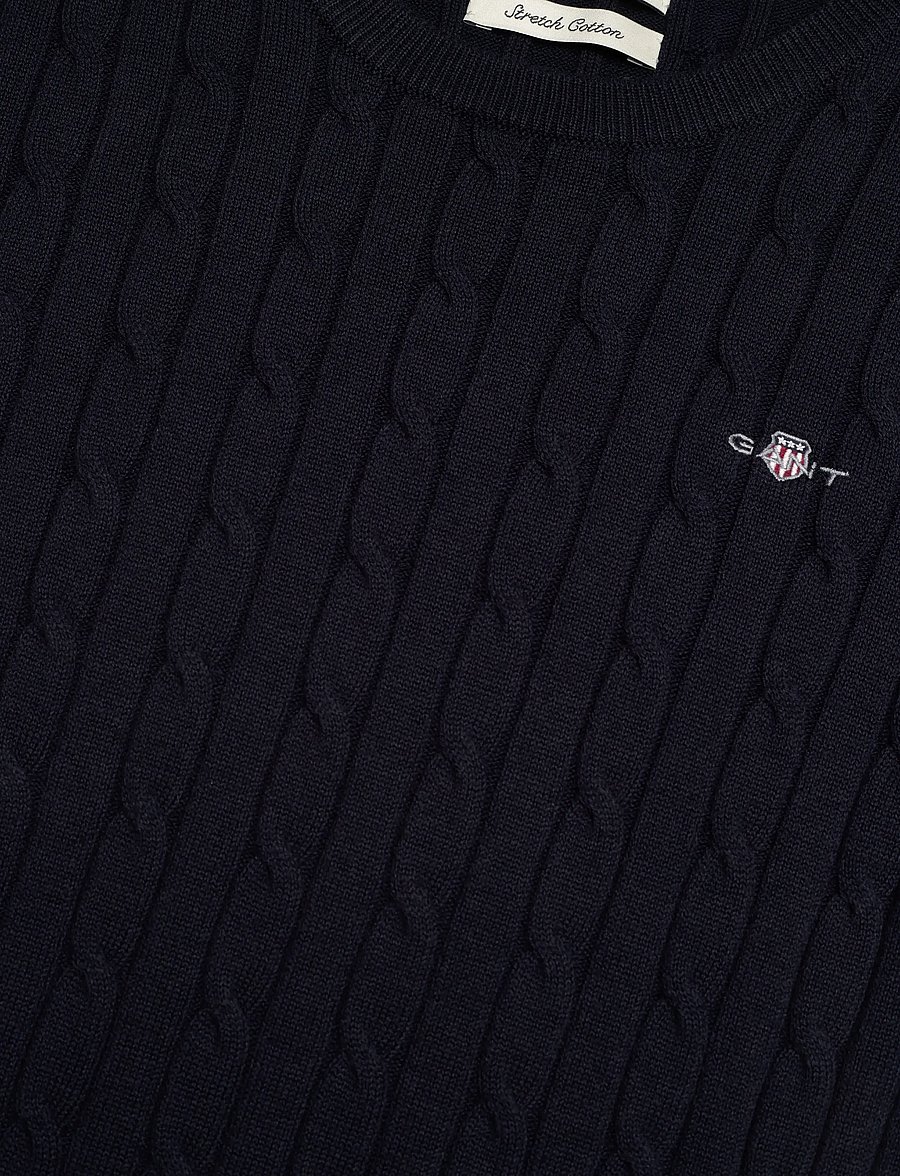 Gant - Stretch Cable Knit Sweater - megztiniai - evening blue - 5