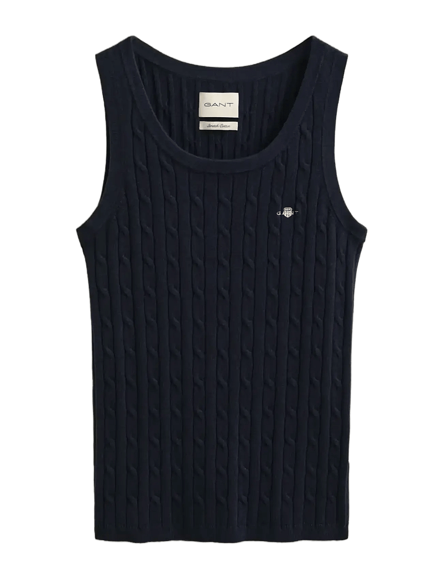 Gant - STRETCH COTTON CABLE TANK TOP - neuleliivit - evening blue - 1