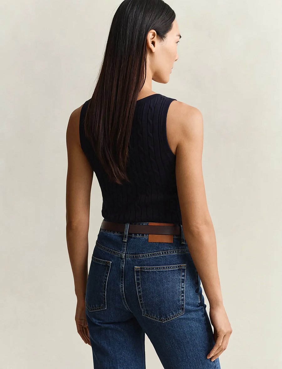 Gant - STRETCH COTTON CABLE TANK TOP - neuleliivit - evening blue - 2