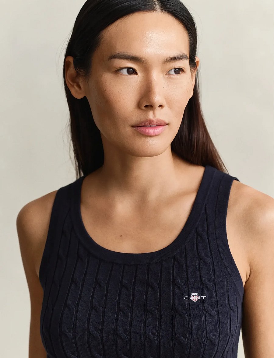 Gant - STRETCH COTTON CABLE TANK TOP - neuleliivit - evening blue - 3