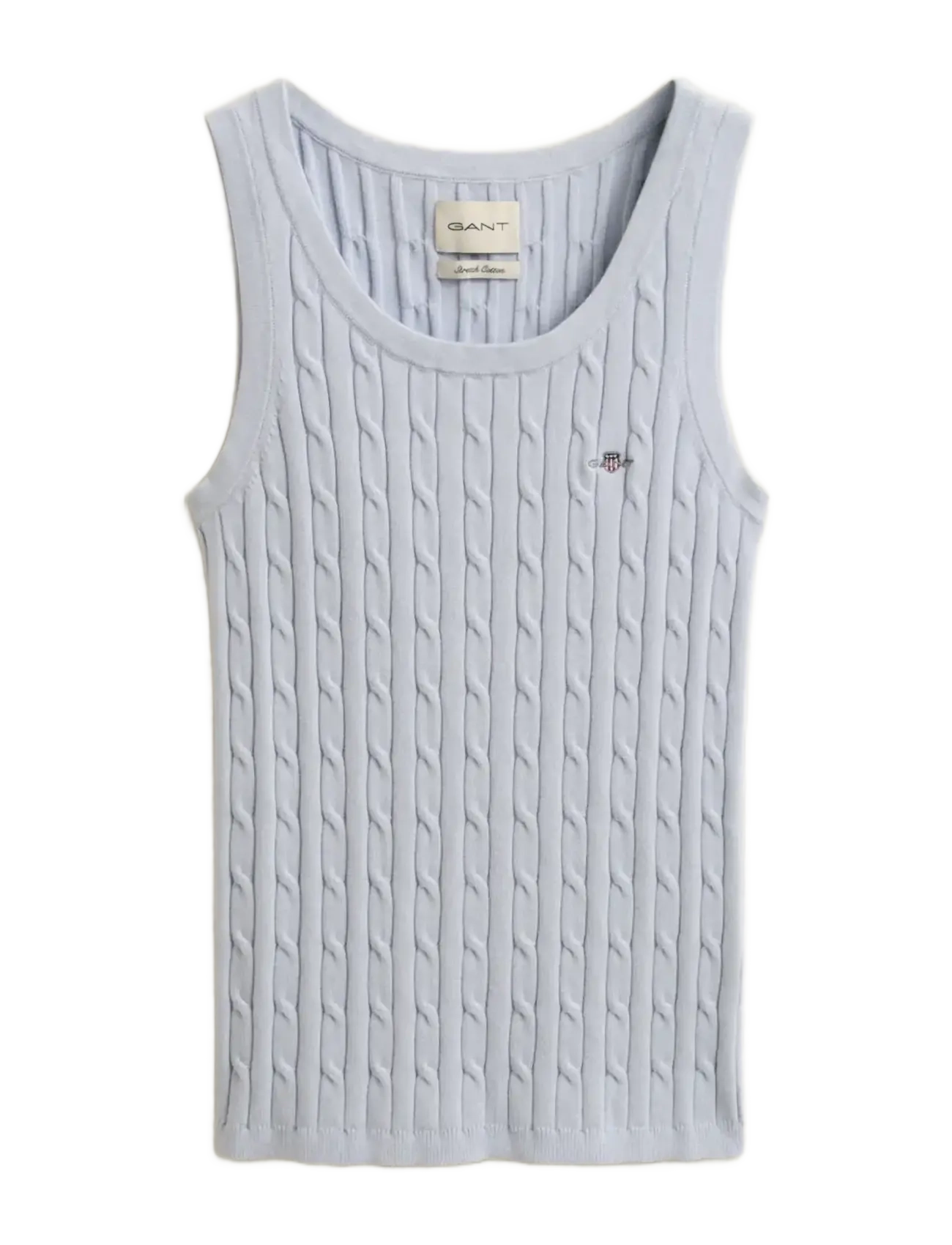 STRETCH COTTON CABLE TANK TOP - LIGHT BLUE