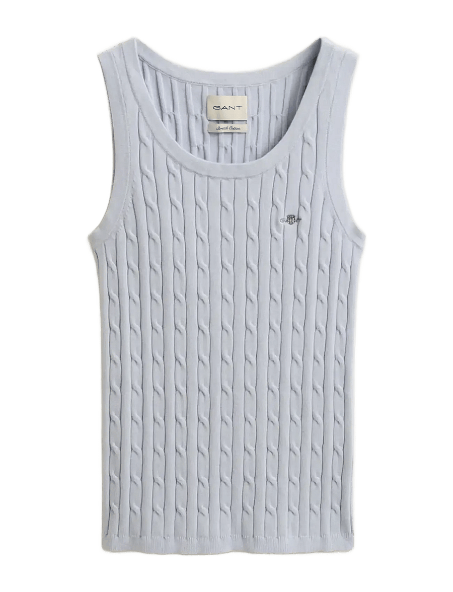 Gant - STRETCH COTTON CABLE TANK TOP - varrukateta topid - light blue - 1