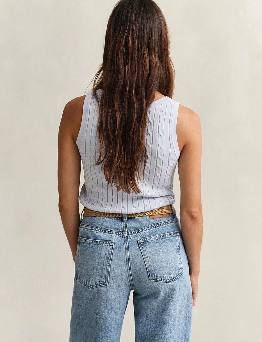 Gant - STRETCH COTTON CABLE TANK TOP - varrukateta topid - light blue - 2