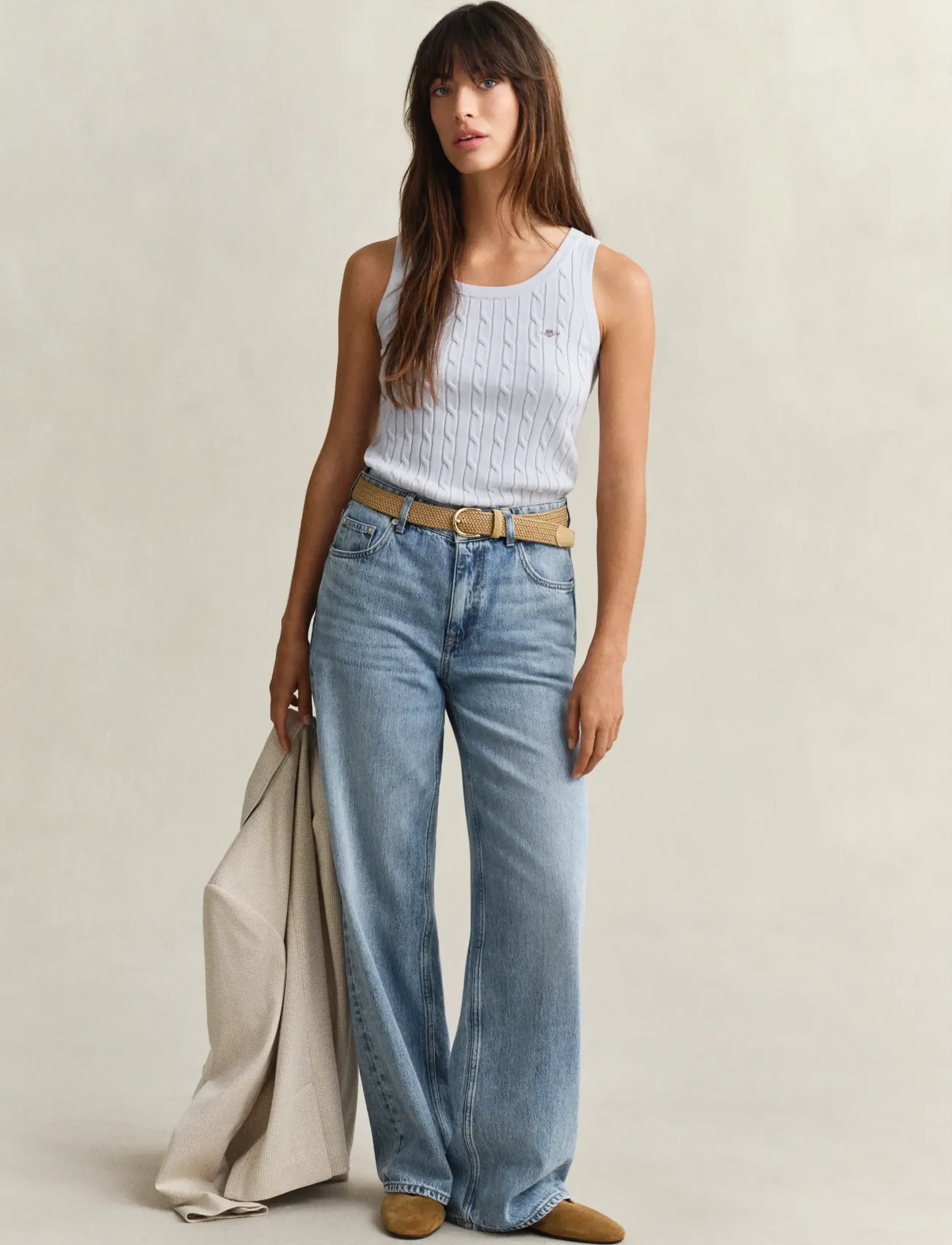 Gant - STRETCH COTTON CABLE TANK TOP - strikveste - light blue - 4