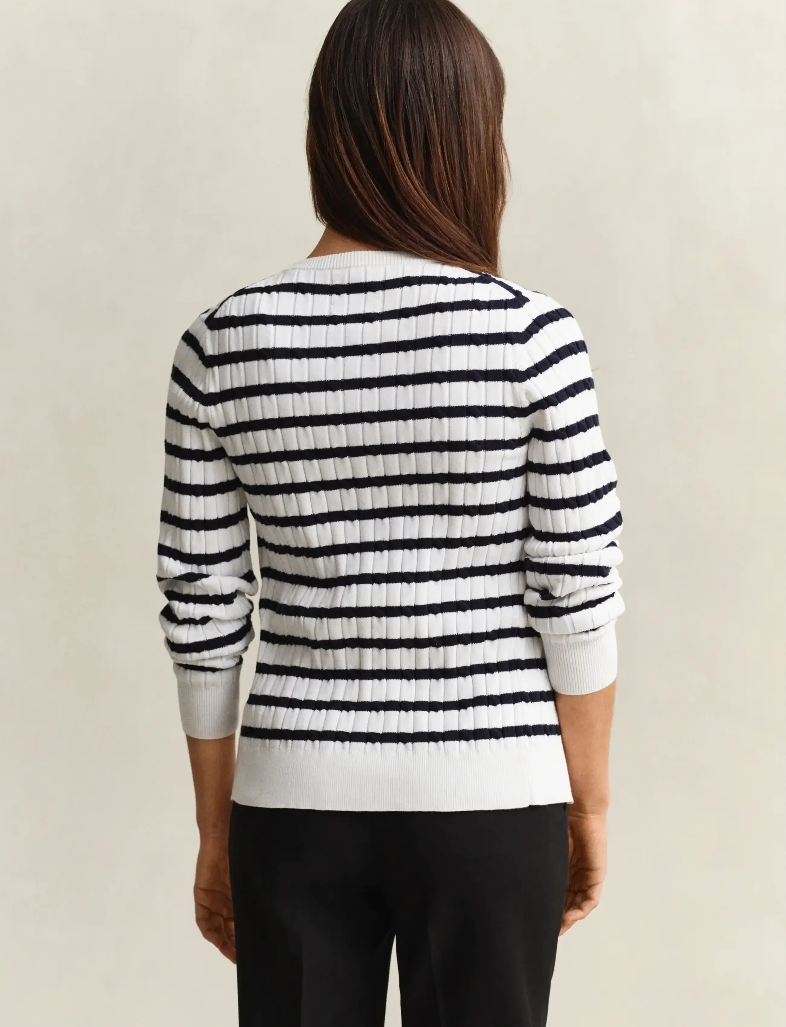 Stretch Cotton Cable Stripe Cardi 2