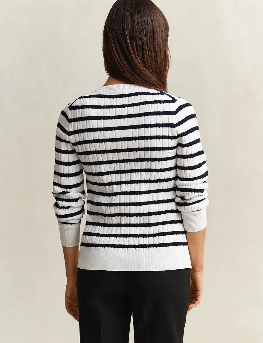 Gant - STRETCH COTTON CABLE STRIPE CARDI - strickjacken - eggshell - 2