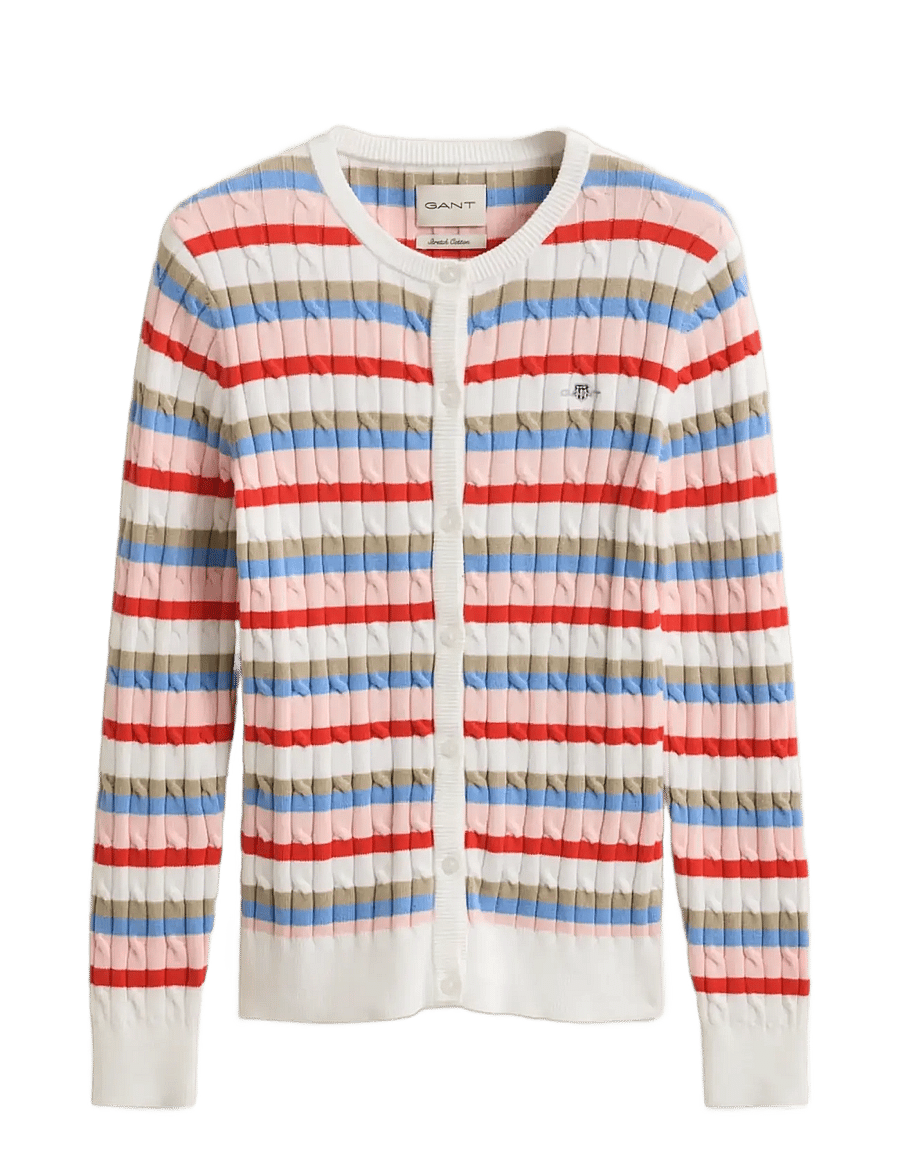 Gant - STRETCH COTTON CABLE STRIPE CARDI - strickjacken - multicolor - 1