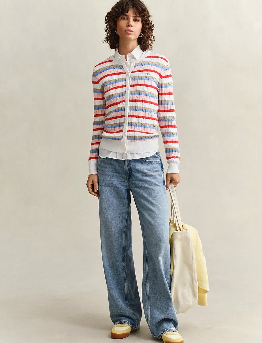 Gant - STRETCH COTTON CABLE STRIPE CARDI - strickjacken - multicolor - 4